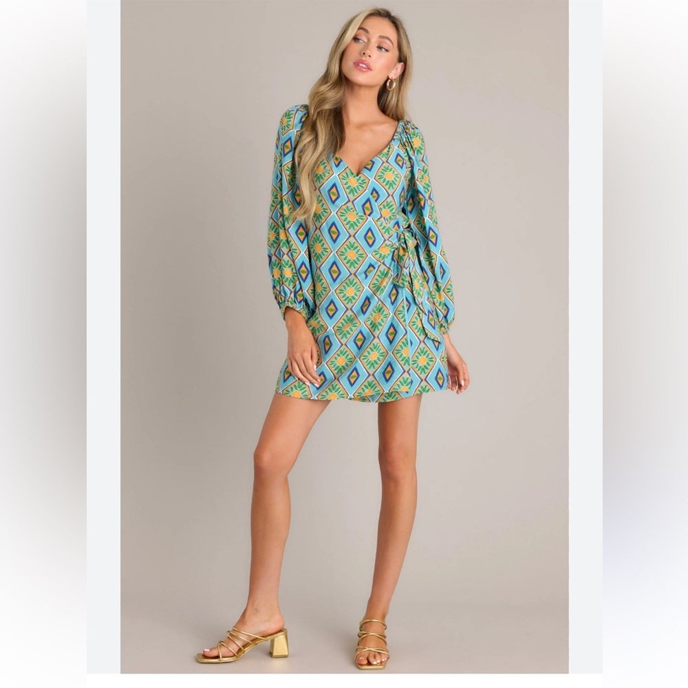 Dress Forum Blue and Green Geometric Dress
